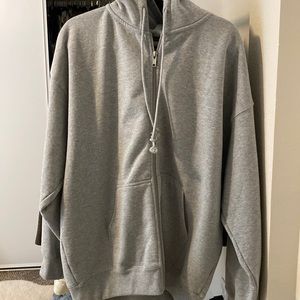 brandy melville grey zip up hoodie